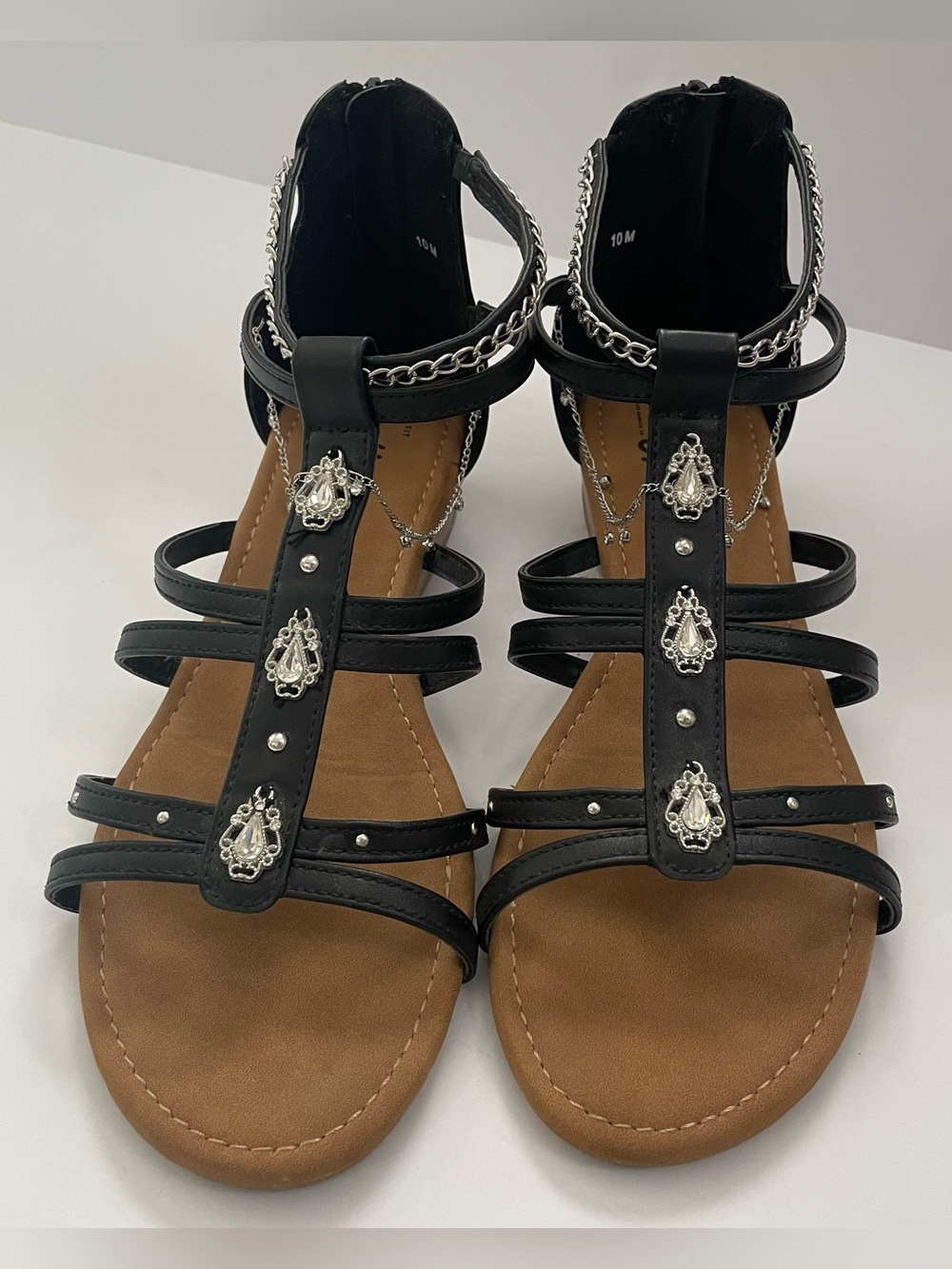 Jellypop Miraya Black Embellished Gladiator Sandals - Women's Size 10M